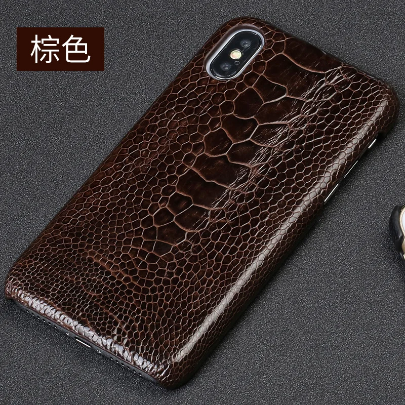 Cobertura de Luxo para o Iphone da Apple Traseira do Telefone Móvel de Couro de Avestruz Genuína da Pele do pé xr de Volta Case Tampa x xs Max
