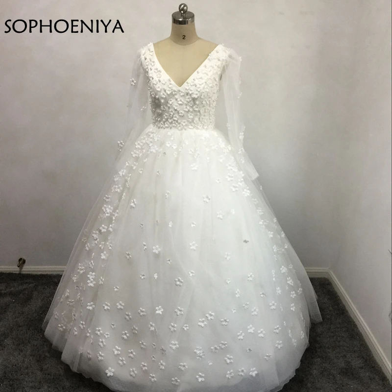 Новое поступление свадебные платья с длинным рукавом 2020 casamento v образный вырез