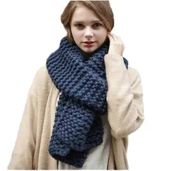 Для женщин Твердые вязать шерсть имитация кашемира Одеяло теплая Бесконечность Chunky Shawl шарфы зимой