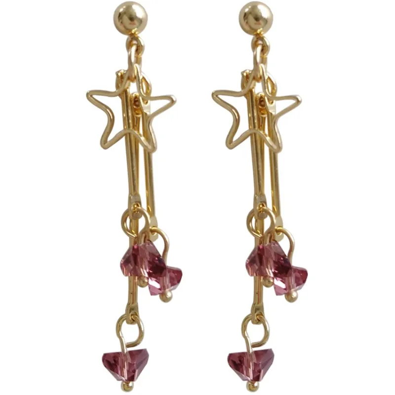 

Fashion Star With Small Irregular Glass Beads Tassel Earrings For Women Jewelry