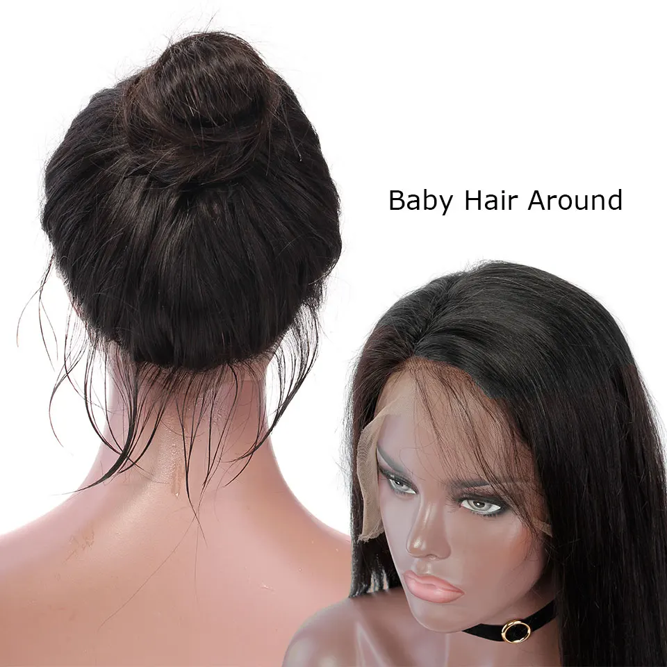 YVONNE Виргинские полные парики человеческих волос шнурка с волосами младенца бразильский прямой парик для женщин
