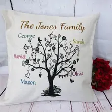 На заказ семья дерево крем наволочка, семья дерево Подушка, на заказ юбилей для свадебной вечеринки подарок, семейный подарок