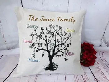 

Custom Family Tree Cream Pillow cover,Family tree cushion,Custom Anniversary Wedding Bridal Shower Gift,Family gift