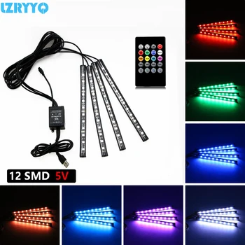 

5050 12 SMD 5V LED RGB Decorative Car Light USB Ambient Light Car Styling Music 7 Colorful Control Interior Atmosphere Lamp