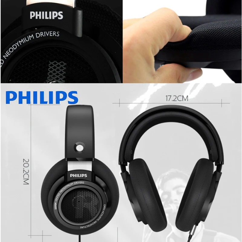 Оригинальные профессиональные Наушники Philips SHP9500 с активным шумоподавлением, 3 метра, гарнитура для Xiaomi, MP3, официальный тест