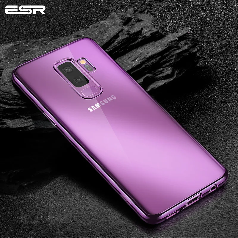 

Case for Samsung Galaxy S9 S9 Plus ESR Clear Soft TPU Plating Frame Bright Glossy Metal Coloring Bumper Back Cover Fundas