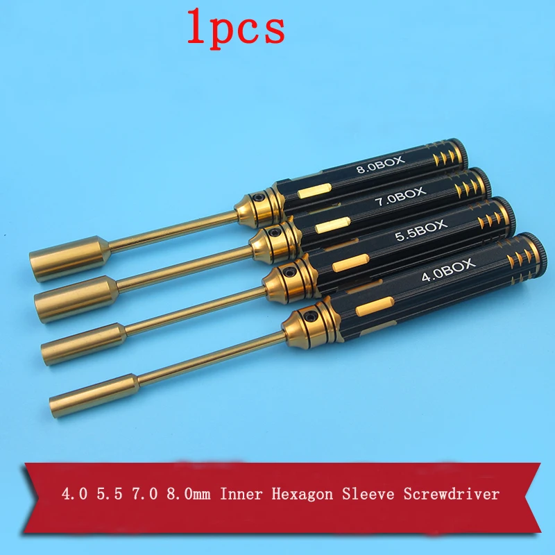 

1pc 4.0 5.5 7.0 8.0mm Inner Hexagon Sleeve Screwdriver Hexagonal Sleeve Tool Socket Driver Repairing Tools for RC Model Aircraft
