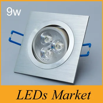 

New 9/2x9w square Silver Shell Dimmable Led Downlights AC 110-240V Warm/Cool White+Drivers 60/90/120 Beam Angle 3 Years Warranty