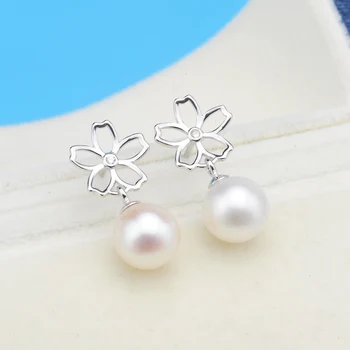 

925 Sterling Silver Pearl Party Earrings Flower Mountings Classical Silver Jewelry Parts Fittings Women's Accessories
