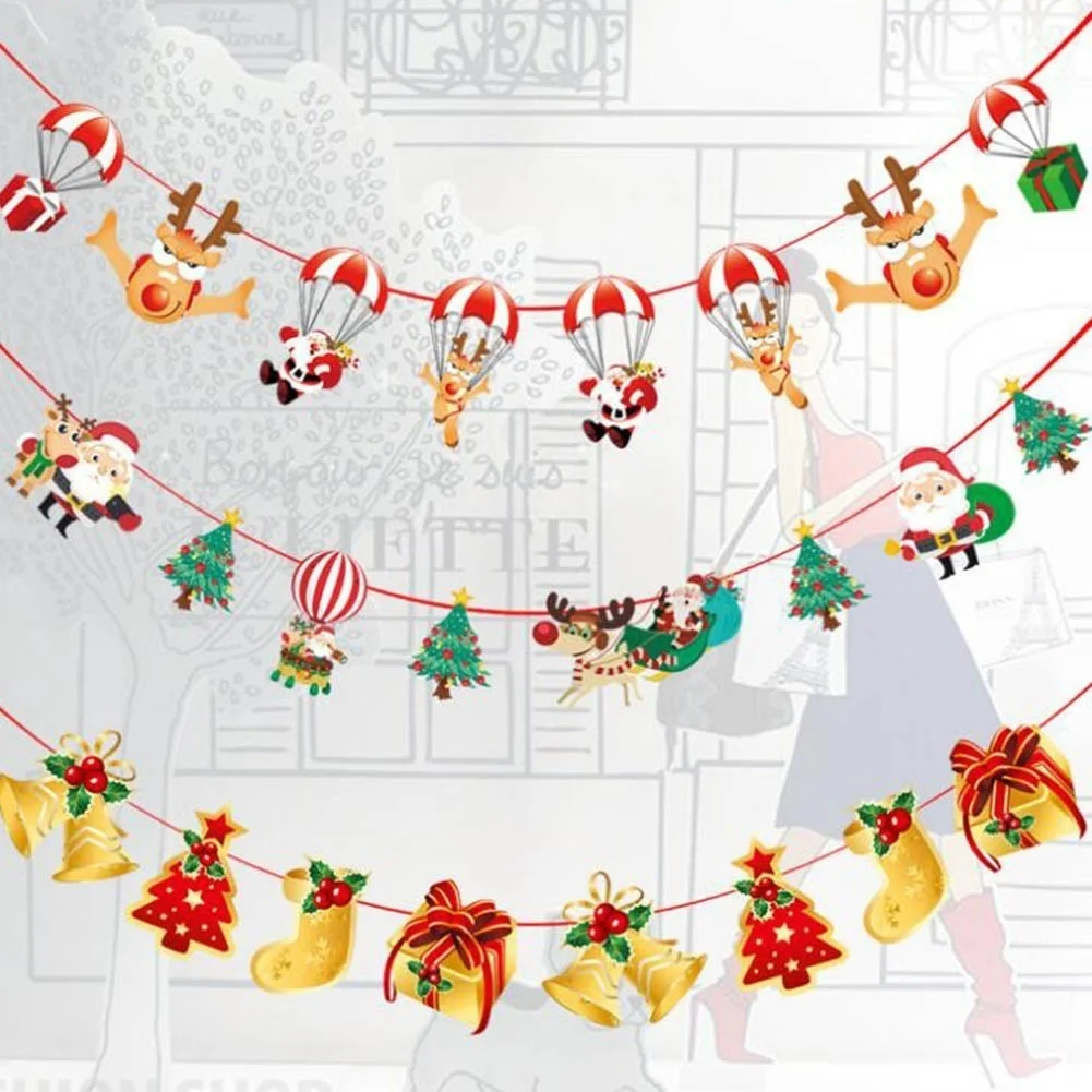 7 видов стилей мультфильм тянуть флаг Рождество флаг рождественские украшения принадлежности День рождения Свадебное Украшение подвесное флаг