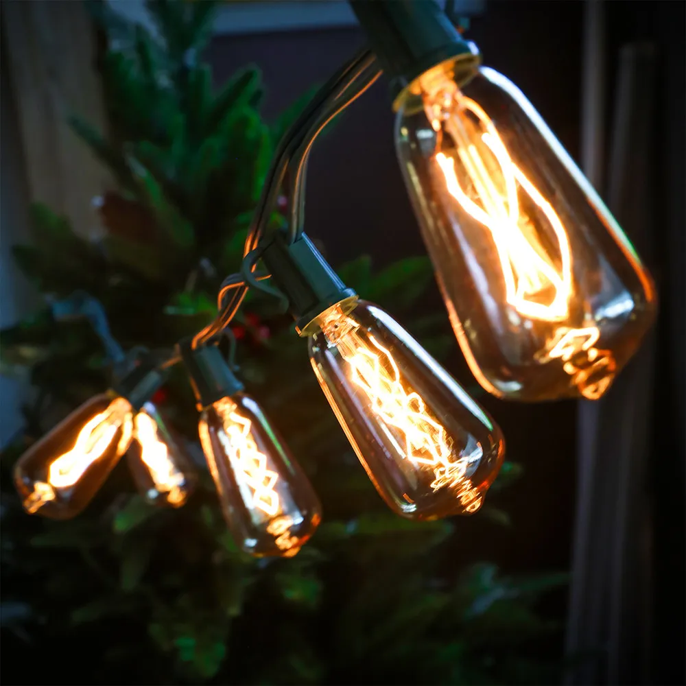 

10LED Outdoor Courtyard Waterproof ST40 Edison Bulb String Christmas Party Valentines Holiday Curtain Decorations Twinkle String