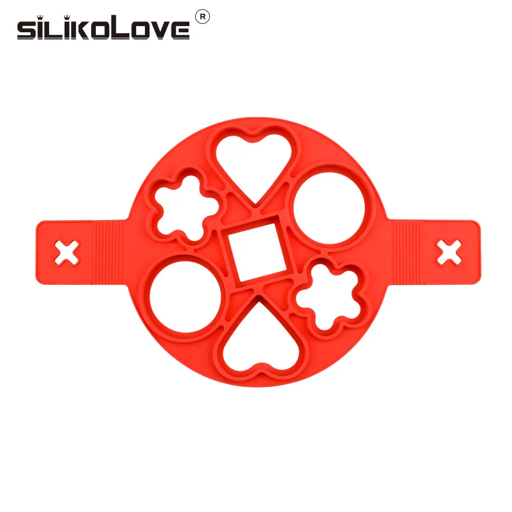 

SILIKOLOVE Heart Round Flower Square Shape Egg Silicone Pancake Mold Maker Nonstick Cooking Tool Egg Ring Maker Easy Fantast