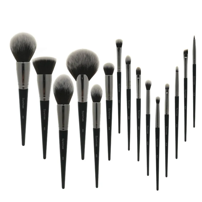 Sywinas полный Профессиональный набор кистей для макияжа 15 шт Высокое качество Черный Ручка природных Синтетические волосы кисти для макияжа инструментов - Handle Color: 15pcs brush set
