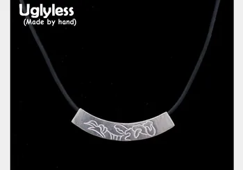 

Uglyless Real S 990 Silver Ethnic Designer Square Pipe Pendant Necklace without Chain Handmade Engraved Totem Patterns Jewelry