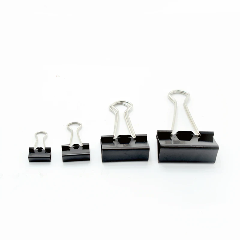 12PCS Metal Binder Clips Black Paper Clip 51 41 32 25 19 15MM Office School Supplies Stationery Binding Supplies Files Documents paper clips binder clips metal clamp clips