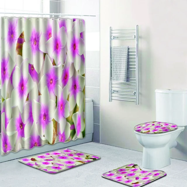 Free Shipping Purple Flowers Heart Casa De Banho Banyo Bathroom Carpet  Toilet Bath Mats Set Tapis Salle De Bain Alfombra Bano - AliExpress