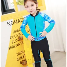 Y572 детская одежда для девочек, гидрокостюмы, уличная спортивная одежда, детские купальники для девочек, милый солнцезащитный крем с длинными рукавами, купальник, M-3XL