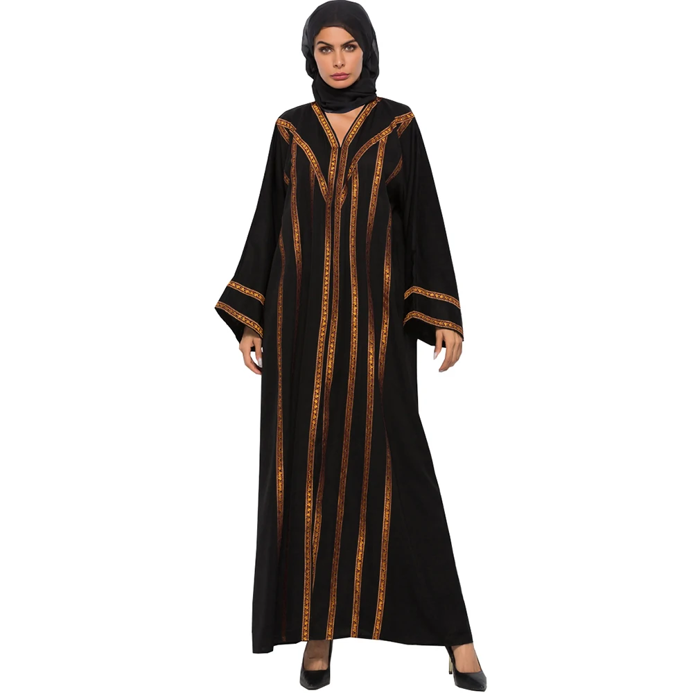 Мусульманские Abayas платье Для женщин Кафтан Повседневное плюс Размеры халат
