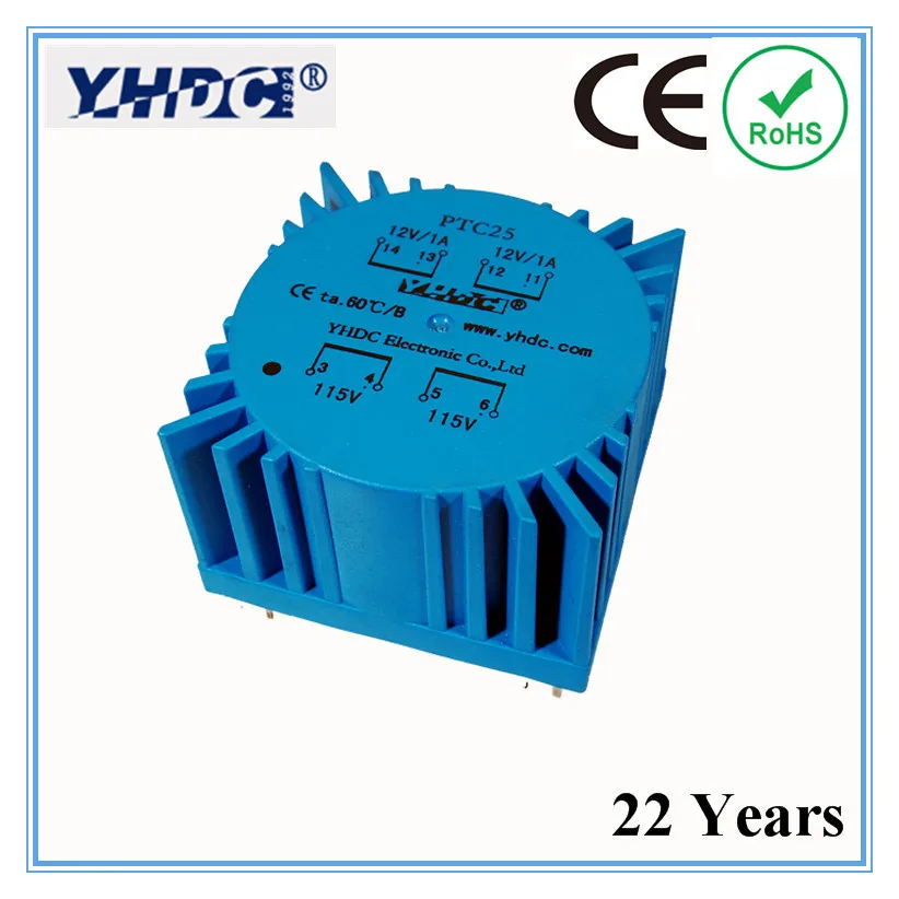 

PTC25 For Audio usage 25VA 2*115V/2*12V toroidal transformer, encapsulated transformer