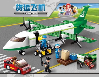

383pcs/Set B0371 ABS Building Blocks Cargo Plane Airplane Car with 4 Dolls Model Dolls Toys for Children Kids Training Gifts