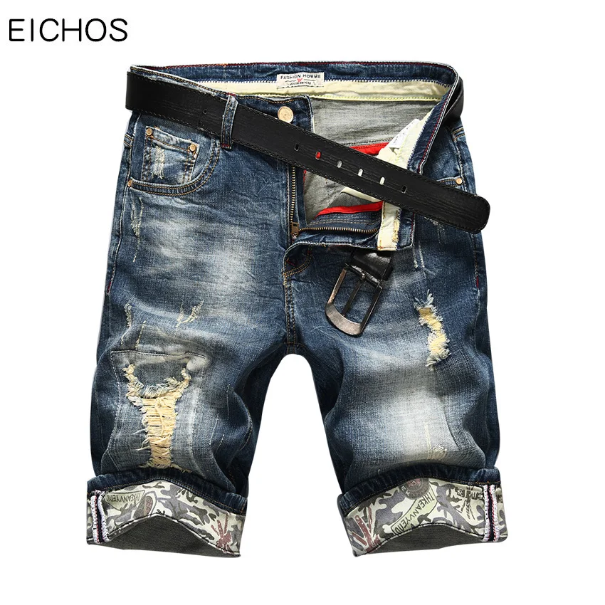 Hot Selling Summer Casual Thin Short Homme De Marque 2017 Korean Youth Mens Denim Shorts Elasticity Distressed Skinny Jeans Men