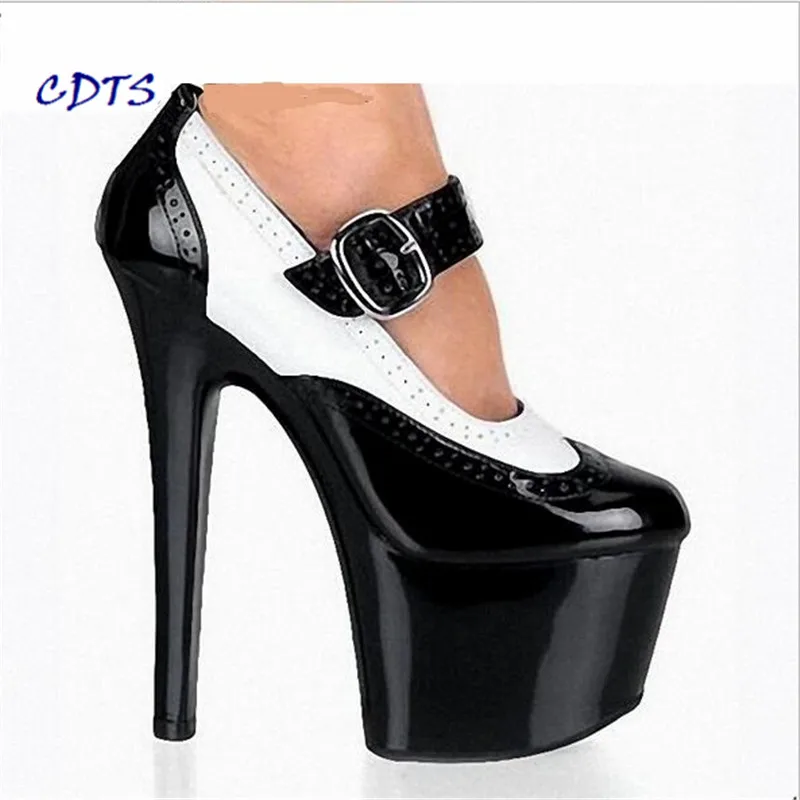 big:35-45 46 CDTS 2016 shoes woman Newest 18cm thin heels platform Color Matching Patent Leather  Round Toe bridal/wedding pumps