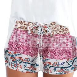 Летние Винтажные эластичные женские шифоновые шорты с высокой талией женские повседневные шорты пляжные брюки Boho шорты для девочек