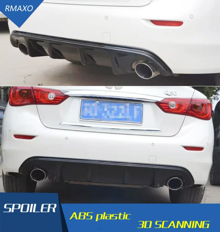 

For Q50 Rear spoiler ABS Rear Bumper Diffuser Bumpers Protector For Infiniti Q50 Q50L After chrome lip rear spoiler