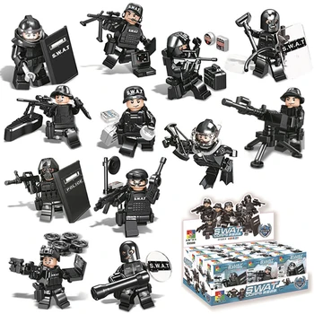 

12 Types Small Particle DIY Puzzle Assembly SWAT Team Doll Building Block Toys for Children Playing Family Entertainment Kits