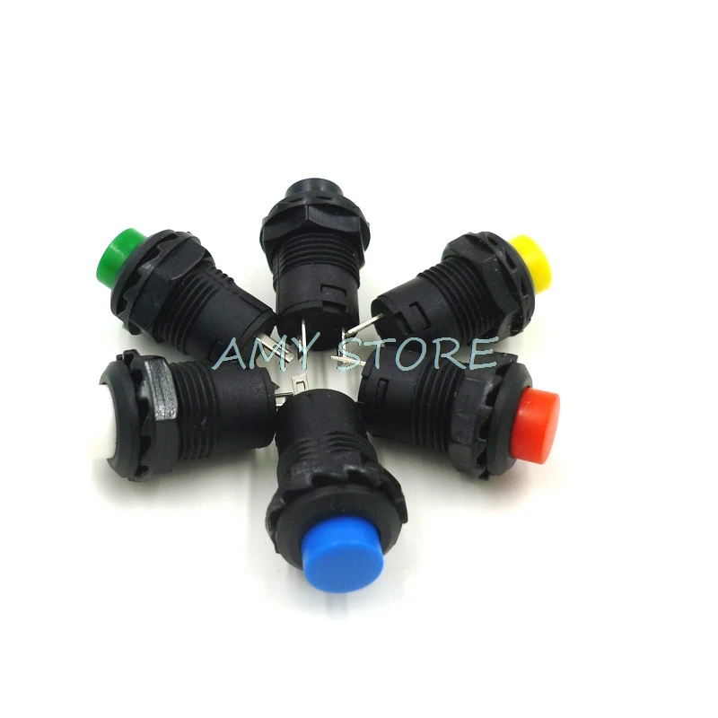 

10pcs 12mm DS228 Lock Latching OFF- ON Push Button Switch SPST Maintained Self-Lock GREEN WHITE YELLOW BLACK BLUE RED
