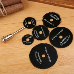 HSS – disques à lame rotative en acier rapide, mandrin de roue pour métal, outils rotatifs Dremel, 1 mandrin, coupe de scie à bois, 6 pièces 