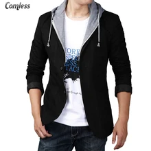 Pluz Размер 5XL 6XL Мужской Блейзер Новая мода с капюшоном блейзер мужской повседневный Пиджак Приталенный классический костюм мужской s поддельные костюмы из двух частей