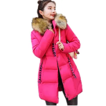 

Plus Size 3XL New Airrval Winter Women Jacket A-Line2018Fashion Print Letter Down Cotton Jacket Button Padded Jacket WomenCQ2146