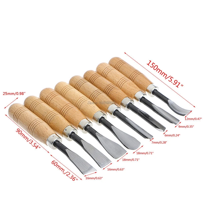 

8Pcs Wood Carving Hand Gouges Chisel Tool Set Woodworking Professional JUN13
