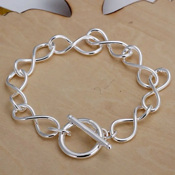 Тонкий летний Стиль посеребренный браслет 925-Стерлинговое серебро ювелирные