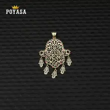 Платье в марокканском стиле, свадебная Золотая подвеска для женщин, зеленый и красный камень, модные ювелирные изделия, Медный кулон высокого качества