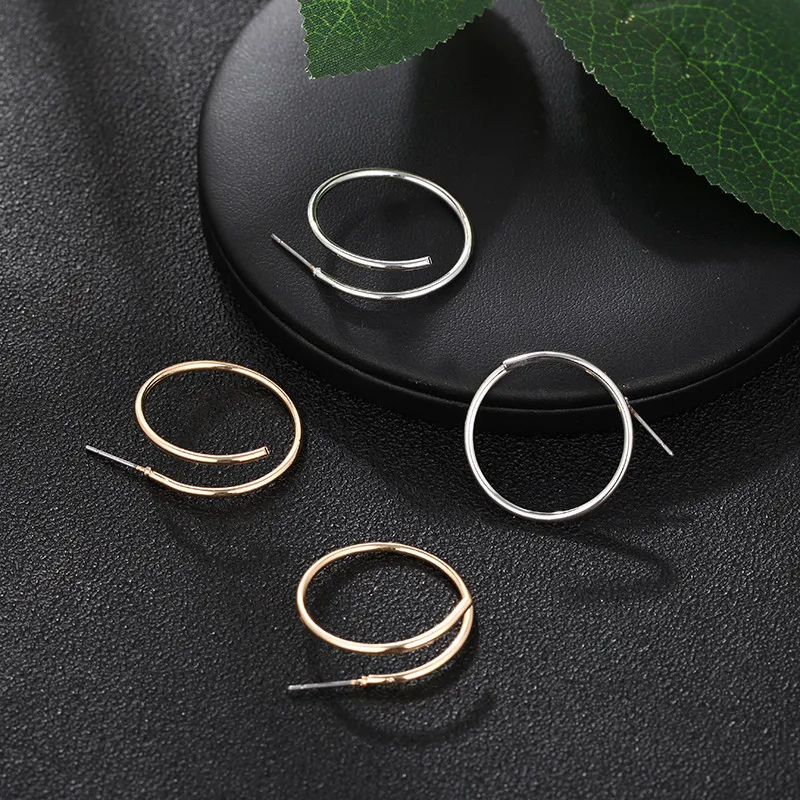 

New Hot Sale Hoop Earrings For Women Silver Gold Color Round Circle Earrings Simple Wire Earrings Wholesale Minimalist Jewelry