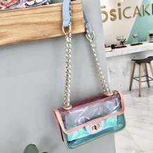 

Transparent Flap Bags For Women Luxury Brand Designer Chain Ladies Composite Shoulder Bags Diamond Lattice Clear Female Handbag