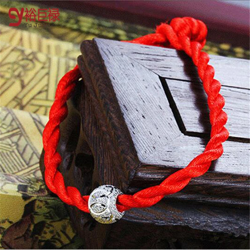 

New Red Rope Benmingnian Transport Bead Weaving Belt 925 Silver Bracelets&Bangles Jewelry for Women Bride Wedding Gift Wholesale