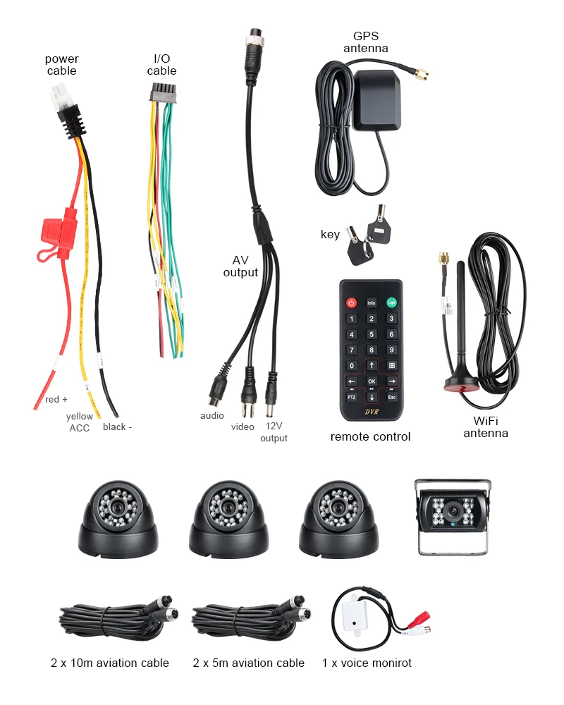  Interior + al aire libre 2.0mp 4 piezas AHD Cámara Wifi GPS HDD Disco Duro 1080P coche móvil Dvr Ki