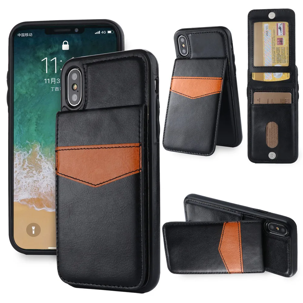 

Case For iphone x 6 6s 7 8 Crazy horse wallet bracket mobile phone holster For iphone 7 plus 6plus Card Pocket Anti knock bag