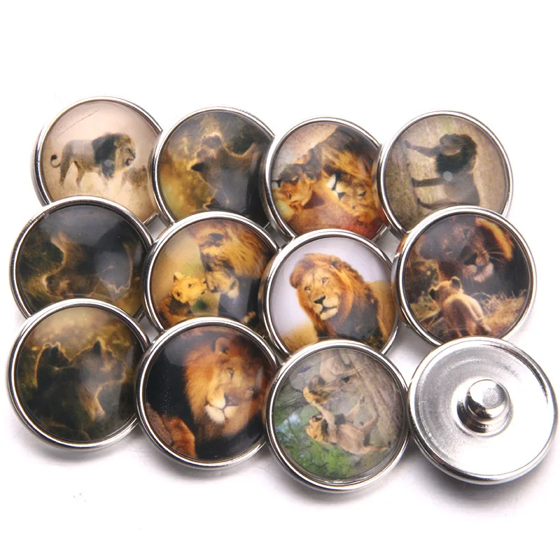 

10 pieces/lot African fierce animal glass snap button 18mm jewelry glass buckle female bracelet jewelry jewelry C0-4