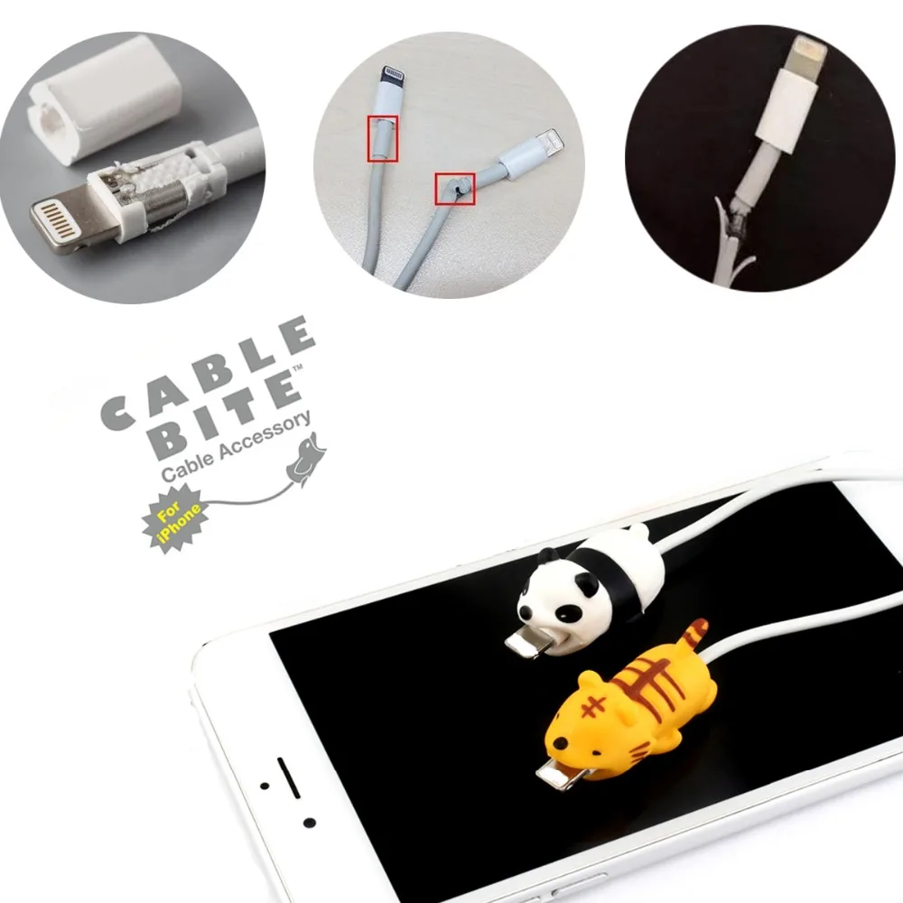 1 шт. милые животные Usb зарядное устройство защита для кабеля "укус" для Iphone Andriod USB кабель зарядное устройство протектор