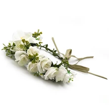 Яркая луна, белые розы, венок, головной убор, свадебный цветок, гирлянда с короной, ободки с цветами для девушек, женские Украшения для волос