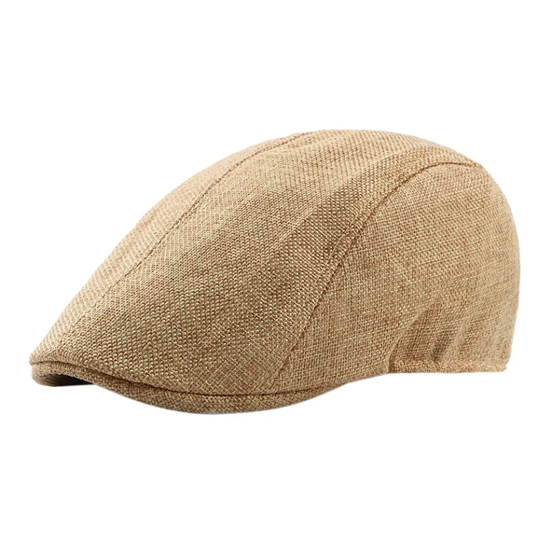Берет летняя шапка простая легкая Кепка Женская английская сплошной цвет дышащий сетчатый передний колпачок - Цвет: Хаки