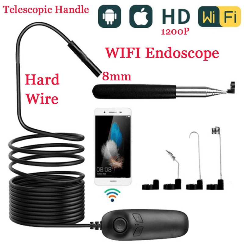 

8mm 3.5M WIFI Endoscope Camera Mini Waterproof Hard Cable Inspection Camera USB Endoscope Borescope IOS Endoscope For Iphone