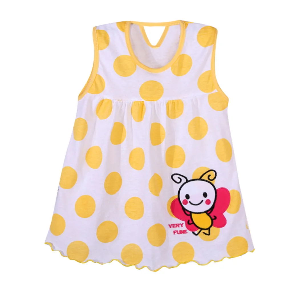 

Fashion dot print cute bee butterfly bird dress Girl Baby Infant Cartoon Flower Children Dot Floral Tees Dress T-Shirt Vest F5
