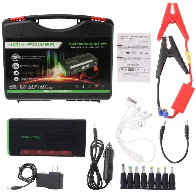 68000mAh Battery Charger Portable Mini Car Jump Starter Booster Power Bank For 12V Car