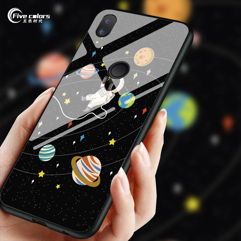 Star Space Case For Huawei Honor 10 Lite Cases Tempered Glass Coque Soft TPU Edge Phone on for View Cover |