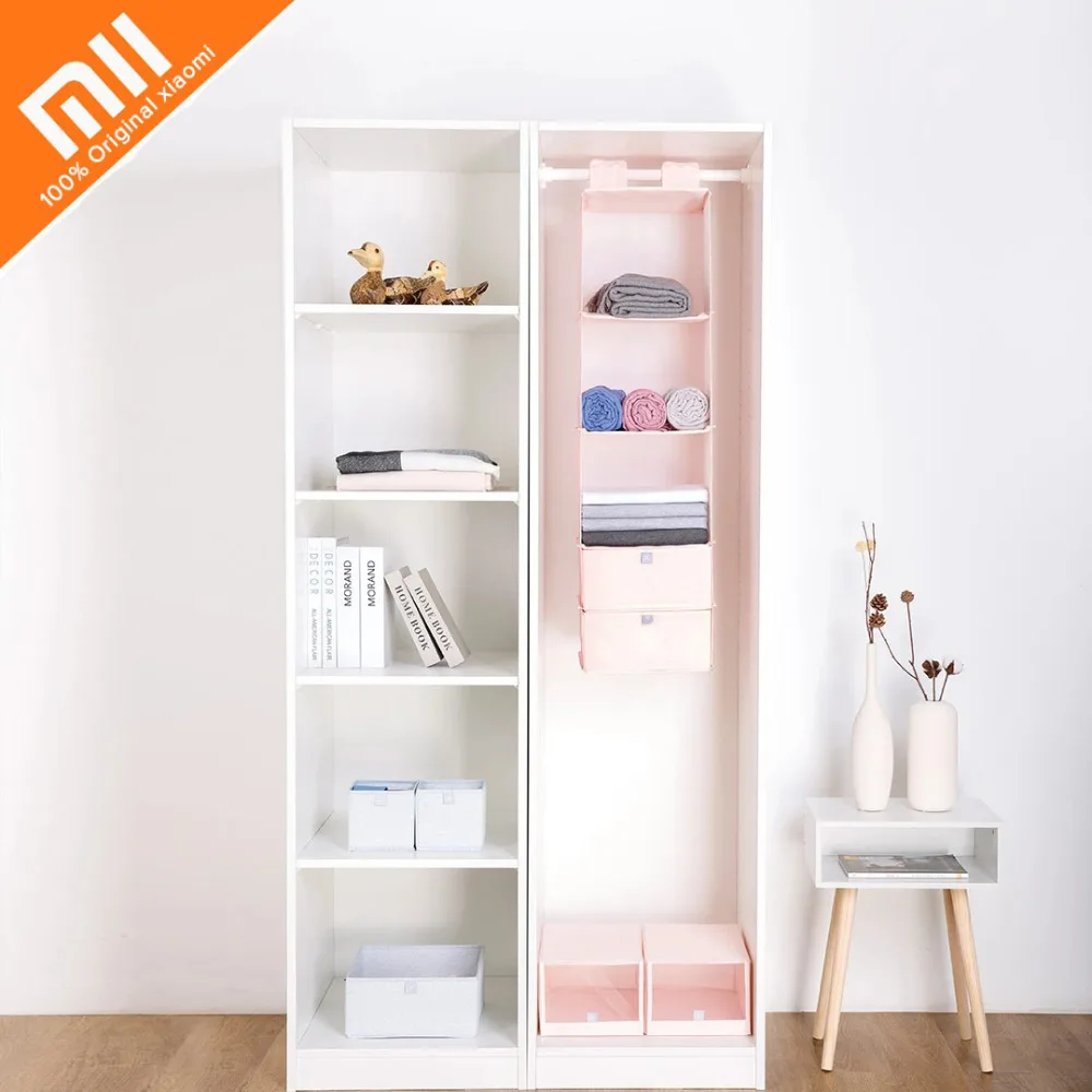

Original Xiaomi Mi Home Hanging Storage Bag Foldable 5 Layers Natural Household Closet Organizer Box for Clothes Blanket